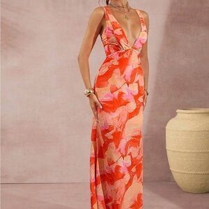 Elegant Orange and Pink Women's Dress